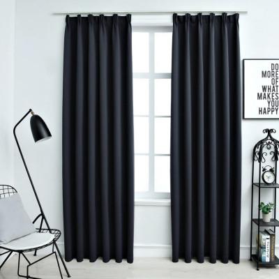 VidaXL Gordijnen verduisterend met haken 2 st 140x175 cm antraciet