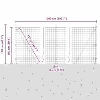 VidaXL Hek met paal grijs 1 x 10 m staal en pvc - thumbnail