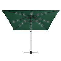 VidaXL Zweefparasol met led en stalen paal 250x250 cm groen - thumbnail