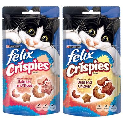 Felix Crispies met rund- & kipsmaak kattensnack Per 8