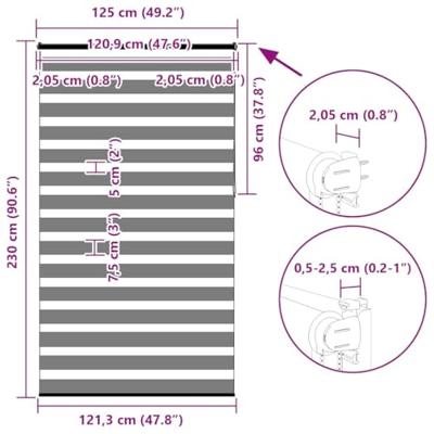 VidaXL Zebra rolgordijn 125x230 cm stofbreedte 120,9cm polyester wit VidaXL Zebra rolgordijn 125x230 cm stofbreedte 120,9cm polyester wit