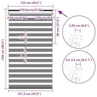 VidaXL Zebra rolgordijn 125x230 cm stofbreedte 120,9cm polyester wit - thumbnail