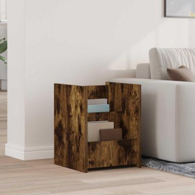 Bijzettafel Gerookt eiken 35 x 35 x 45 cm Bewerkt hout Bijzettafel Gerookt eiken 35 x 35 x 45 cm Bewerkt hout
