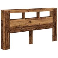 Hoofdeinde met LED 180x18,5x103,5 cm bewerkt hout oud hout - thumbnail