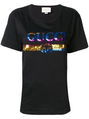 Gucci sequinned logo T-shirt - Black