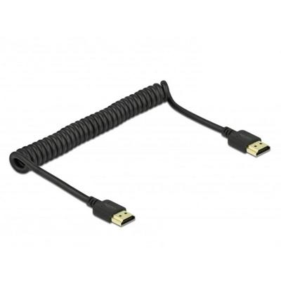 Delock 84967 HDMI-kabel HDMI Aansluitkabel HDMI-A-stekker 1.5 m Zwart 4K UHD, Vergulde steekcontacten, Afgeschermd (drievoudig), Verdraaid