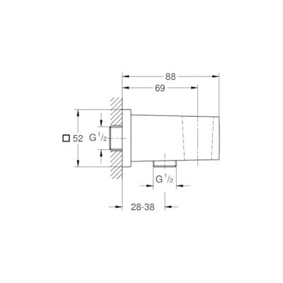 Grohe Wandaansluitbocht Euphoria Cube Hard Graphite Geborsteld