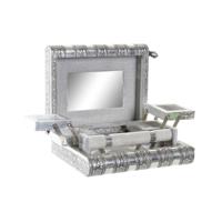 Doos-Juwelenkistje Home ESPRIT Zilverkleurig Natuurlijk Hout Aluminium 22,5 x 18,8 x 7,6 cm - thumbnail