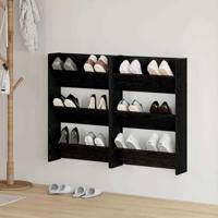 VidaXL Schoenenkast 2 pcs zwart eiken 60 x 18 x 90 cm bewerkt hout - thumbnail