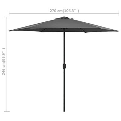 VidaXL Parasol met aluminium paal 270x246 cm antracietkleurig VidaXL Parasol met aluminium paal 270x246 cm antracietkleurig