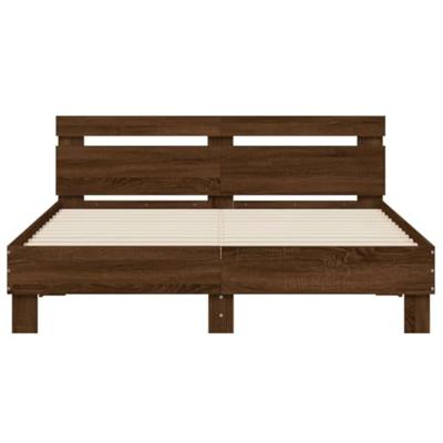 Bedframe met hoofdeinde en LED bruin eikenkleur 140x200 cm