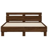Bedframe met hoofdeinde en LED bruin eikenkleur 140x200 cm - thumbnail