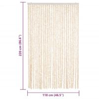 VidaXL Vliegengordijn 118x220 cm chenille beige en wit - thumbnail