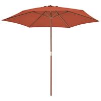 VidaXL Parasol met houten paal 270 cm terracotta - thumbnail