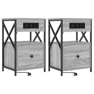Nachtkastje 2 pcs Grijs sonoma 40 x 31 x 60 cm Bewerkt hout
