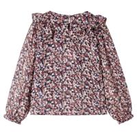 Kindershirt met lange mouwen bloemenprint 104 donkerroze - thumbnail