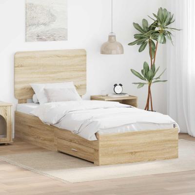 Bedframe met hoofdeinde Sonoma Eiken 100 x 200 cm Bewerkt hout