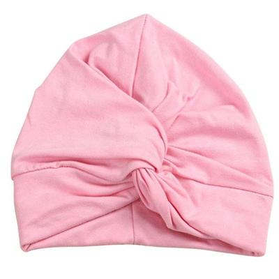 Baby mutsje katoen zachte tulband knoop zomer Boho Kids meisjes pasgeboren GLB (roze)