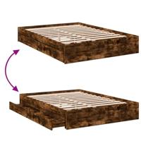 Bedframe met lades bewerkt hout gerookt eikenkleurig 135x190 cm - thumbnail
