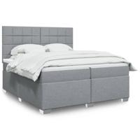 Boxspring met matras stof lichtgrijs 200x200 cm - thumbnail