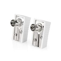 IEC (Coax) -Connector Haaks | Female - Vierkant - 2 Stuks | Wit - thumbnail