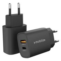 Mobilize Wall Charger USB-C + USB 25W with PD/PPS Black (BULK) - thumbnail