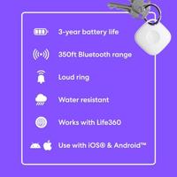 Tile by Life360 Mate (2024) – Bluetooth-tracker, sleutelfinder en itemfinder voor sleutels, tassen en meer. Telefoonzoeker. Zowel iOS- als Android-compatibel. 1-pack (wit) - thumbnail