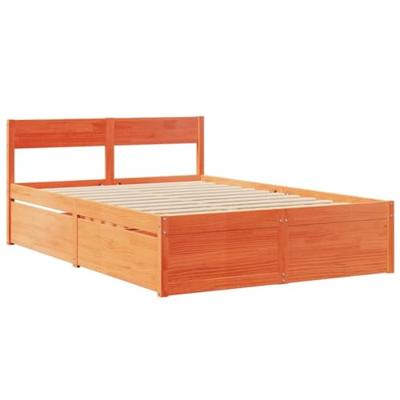 Bed met lades en matras massief grenenhout wasbruin 120x200 cm