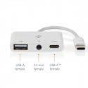 Nedis USB Multi-Port Adapter | USB 2.0 | USB-C Male | USB-A Female / USB-C Female / 3,5 mm Female | 480 Mbps | Rond | Vernikkeld | PVC | Wit | Doos - - thumbnail