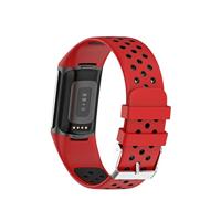 FitBit Charge 5 & 6 Sportbandje met gesp - Rood / zwart - Tweekleurig - Maat: L - thumbnail