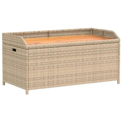 Opbergbankje 100x50x52 cm poly rattan acaciahout gemengd beige Opbergbankje 100x50x52 cm poly rattan acaciahout gemengd beige