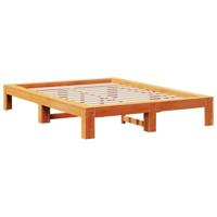 Bedframe zonder matras massief grenenhout wasbruin 160x200 cm - thumbnail