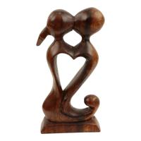 Houten Beeld Hart 2 Personen (14 x 7 cm) - thumbnail
