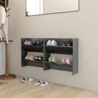 VidaXL Wandschoenenkasten 2 st 60x18x60 cm hout hoogglans grijs - thumbnail