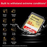 SanDisk 32gb SDHC Extreme 100MB/s UHS-I U Class 10, V30 - thumbnail