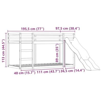 Stapelbed met glijbaan en gordijnen blauw 90x190 cm