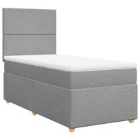 Boxspring met matras stof lichtgrijs 80x200 cm - thumbnail