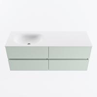 MONDIAZ VICA 130cm badmeubel onderkast Greey 4 lades. Wastafel MOON links 1 kraangat, kleur Talc. - thumbnail