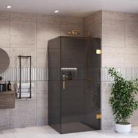 Douchecabine BWS Portos Profielloos Geborsteld Messing Goud Rookglas 8 mm Nano Coating (Alle Maten) - thumbnail