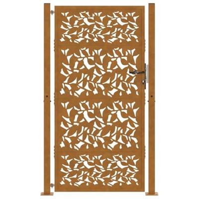 Poort met bladontwerp 105x180 cm weervast staal Poort met bladontwerp 105x180 cm weervast staal