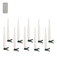 Taper LED Kaarsen met Clip 15.5x1.5 cm 10 Stuks + Afstandsbediening Wit - thumbnail