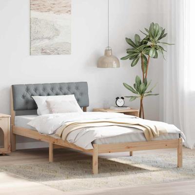 Bedframe Bruin en lichtgrijs 100 x 200 cm Massief grenenhout