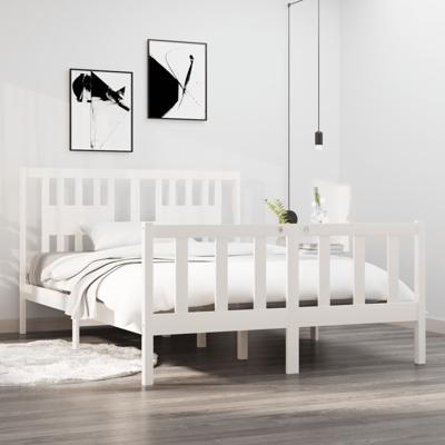 Bedframe massief hout wit 135x190 cm - thumbnail