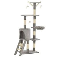 VidaXL Kattenkrabpaal met sisal krabpalen 138 cm grijs - thumbnail