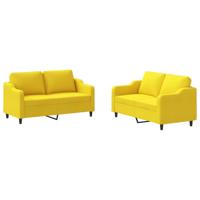 2-delige Loungeset met kussens stof lichtgeel - thumbnail