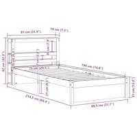 Bedframe met hoofdbord massief grenenhout 75x190 cm - thumbnail