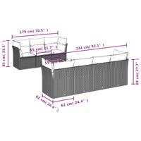 8-delige Loungeset met kussens poly rattan beige - thumbnail