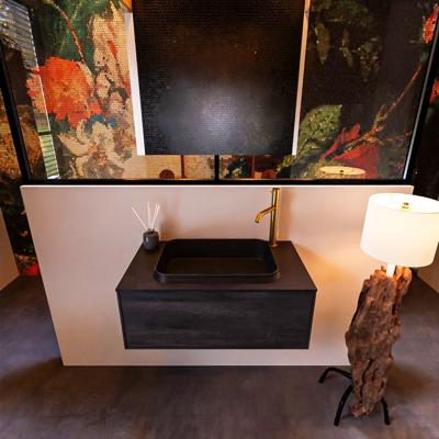 Badkamermeubelset Mondiaz Erin 80 cm met 1 Lade met RIDGE Wastafel Midden Urban met 1 kraangat Greeploos Mat Dark Brown Badkamermeubelset Mondiaz Erin 80 cm met 1 Lade met RIDGE Wastafel Midden Urban met 1 kraangat Greeploos Mat Dark Brown