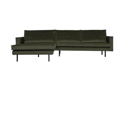 WOOOD Rodeo bank chaise longue links velvet Donkergroen