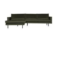 WOOOD Rodeo bank chaise longue links velvet Donkergroen - thumbnail